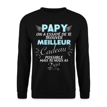 Cadeau papy Meilleur Cadeau C'est Nous - Sweat-shirt Unisexe - noir - Devant - Alina (178cm) & Michal (187cm)