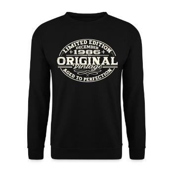 Original December 1986 36th Birthday Gift - Unisex Sweatshirt - black - Front - Alina (178cm) & Michal (187cm)