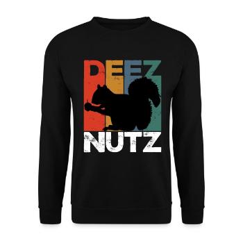 Deez Nutz Nutcracker Squirrel Dees Nuts Chipmunk - Unisex Pullover - Schwarz - Vorne - Alina (178cm) & Michal (187cm)
