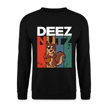 Deez Nutz Nutcracker Squirrel Dees Nuts Chipmunk - Unisex Pullover - Schwarz - Vorne - Alina (178cm) & Michal (187cm)