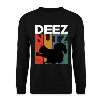 Deez Nutz Nutcracker Squirrel Dees Nuts Chipmunk - Unisex Pullover - Schwarz - Vorne - Alina (178cm) & Michal (187cm)