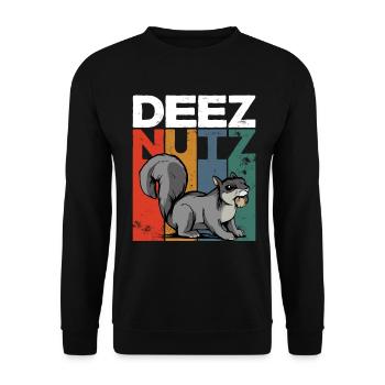 Deez Nutz Nutcracker Squirrel Dees Nuts Chipmunk - Unisex Pullover - Schwarz - Vorne - Alina (178cm) & Michal (187cm)