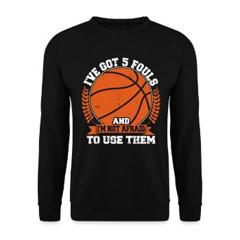 Hoops Basketball Player Streetball Hooping 5 Fouls - Unisex Pullover - Schwarz - Vorne - Alina (178cm) & Michal (187cm)