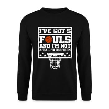 Hoops Basketball Player Streetball Hooping 5 Fouls - Unisex Pullover - Schwarz - Vorne - Alina (178cm) & Michal (187cm)