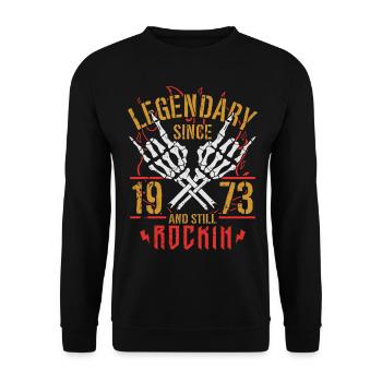 Legendary since 1973 Vintage Birthday Gift - Unisex Sweatshirt - black - Front - Alina (178cm) & Michal (187cm)