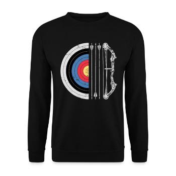 Bogenschießen Zielbogen Pfeil Jagd Bogenschütze Bogenjäger - Unisex Pullover - Schwarz - Vorne - Alina (178cm) & Michal (187cm)
