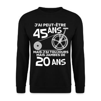 Anniversaire 45 ans humour drôle homme cycliste - Sweat-shirt Unisexe - noir - Devant - Alina (178cm) & Michal (187cm)