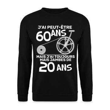 Anniversaire Humour jJ'ai Peut-Etre 60 Ans Velo - Sweat-shirt Unisexe - noir - Devant - Alina (178cm) & Michal (187cm)