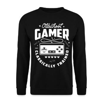Old School Gamer - Unisex Sweatshirt - black - Front - Alina (178cm) & Michal (187cm)