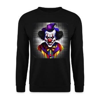 Evil grinning horror clown with red nose - Unisex Sweatshirt - black - Front - Alina (178cm) & Michal (187cm)