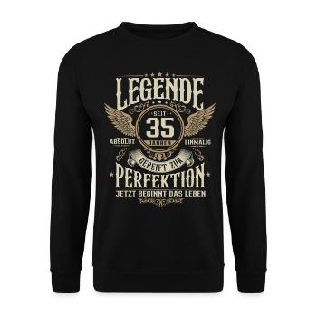 35 Geburtstag Lebende Legende seit 35 Jahren - Unisex Pullover - Schwarz - Vorne - Alina (178cm) & Michal (187cm)