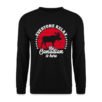 Der Kanadier ist hier Kanada-Flaggensymbol Home Stolz - Unisex Pullover - Schwarz - Vorne - Alina (178cm) & Michal (187cm)