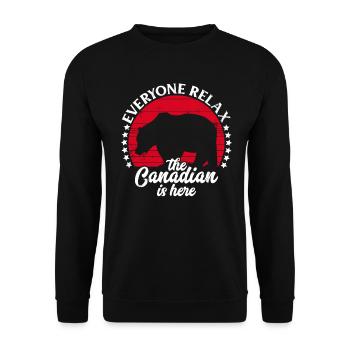 Der Kanadier ist hier Kanada-Flaggensymbol Home Stolz - Unisex Pullover - Schwarz - Vorne - Alina (178cm) & Michal (187cm)
