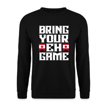Bringen Sie Ihr Eh Game Canada Flaggensymbol nach Hause Stolz - Unisex Pullover - Schwarz - Vorne - Alina (178cm) & Michal (187cm)
