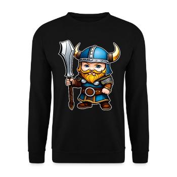 Cute little Viking - Unisex Sweatshirt - black - Front - Alina (178cm) & Michal (187cm)