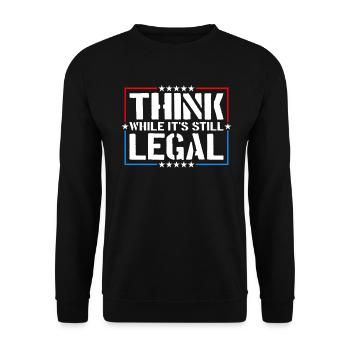 Denken Sie nach, solange es sich noch um juristisches kritisches Denken handelt - Unisex Pullover - Schwarz - Vorne - Alina (178cm) & Michal (187cm)
