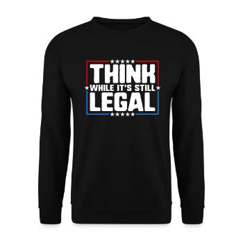 Denken Sie nach, solange es sich noch um juristisches kritisches Denken handelt - Unisex Pullover - Schwarz - Vorne - Alina (178cm) & Michal (187cm)