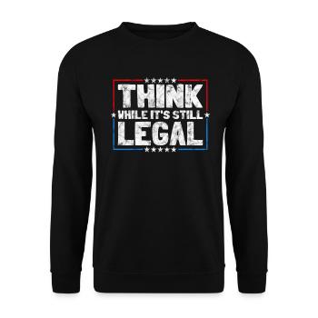 Denken Sie nach, solange es sich noch um juristisches kritisches Denken handelt - Unisex Pullover - Schwarz - Vorne - Alina (178cm) & Michal (187cm)