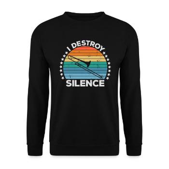 Destroy Silence Marching Band Posaunistin - Unisex Pullover - Schwarz - Vorne - Alina (178cm) & Michal (187cm)