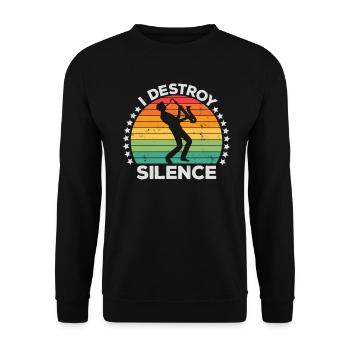 Destroy Silence Holzblassaxophon Saxophonist - Unisex Pullover - Schwarz - Vorne - Alina (178cm) & Michal (187cm)