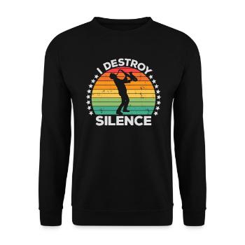 Destroy Silence Holzblassaxophon Saxophonist - Unisex Pullover - Schwarz - Vorne - Alina (178cm) & Michal (187cm)