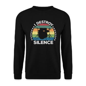 I Destroy Silence Percussion Batteur Percussionniste - Sweat-shirt Unisexe - noir - Devant - Alina (178cm) & Michal (187cm)