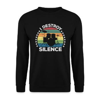 I Destroy Silence Percussion Batteur Percussionniste - Sweat-shirt Unisexe - noir - Devant - Alina (178cm) & Michal (187cm)