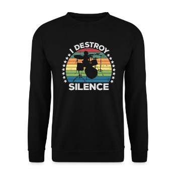 I Destroy Silence Percussion Drummer Percussionist - Unisex Sweatshirt - black - Front - Alina (178cm) & Michal (187cm)