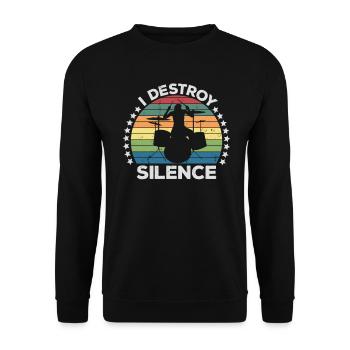 I Destroy Silence Percussion Batteur Percussionniste - Sweat-shirt Unisexe - noir - Devant - Alina (178cm) & Michal (187cm)