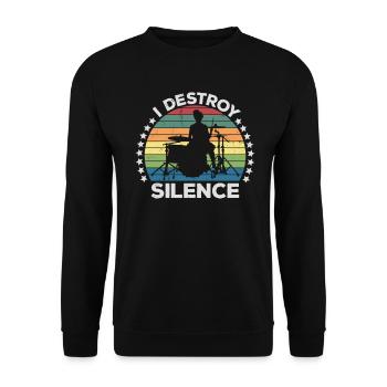 I Destroy Silence Percussion Batteur Percussionniste - Sweat-shirt Unisexe - noir - Devant - Alina (178cm) & Michal (187cm)