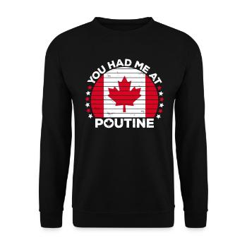 Vous m’avez eu à Poutine Canadian Fries Canada Flag - Sweat-shirt Unisexe - noir - Devant - Alina (178cm) & Michal (187cm)