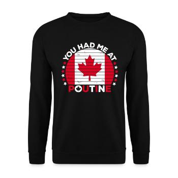 Vous m’avez eu à Poutine Canadian Fries Canada Flag - Sweat-shirt Unisexe - noir - Devant - Alina (178cm) & Michal (187cm)