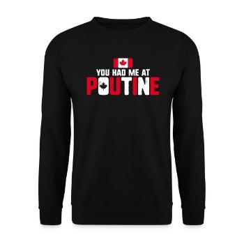 Vous m’avez eu à Poutine Canadian Fries Canada Flag - Sweat-shirt Unisexe - noir - Devant - Alina (178cm) & Michal (187cm)