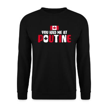 Vous m’avez eu à Poutine Canadian Fries Canada Flag - Sweat-shirt Unisexe - noir - Devant - Alina (178cm) & Michal (187cm)