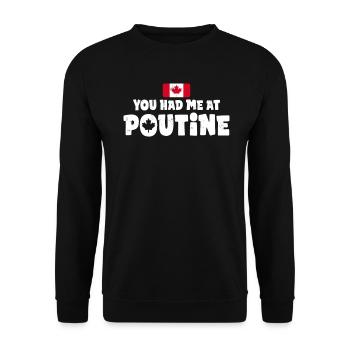 Vous m’avez eu à Poutine Canadian Fries Canada Flag - Sweat-shirt Unisexe - noir - Devant - Alina (178cm) & Michal (187cm)