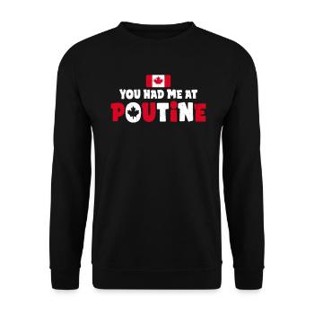 Vous m’avez eu à Poutine Canadian Fries Canada Flag - Sweat-shirt Unisexe - noir - Devant - Alina (178cm) & Michal (187cm)