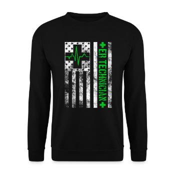 Techniker in der Notaufnahme Krankenschwester in der Notaufnahme - Unisex Pullover - Schwarz - Vorne - Alina (178cm) & Michal (187cm)