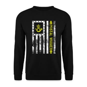 Postangestellter Briefträger Postzustellung Postbote - Unisex Pullover - Schwarz - Vorne - Alina (178cm) & Michal (187cm)