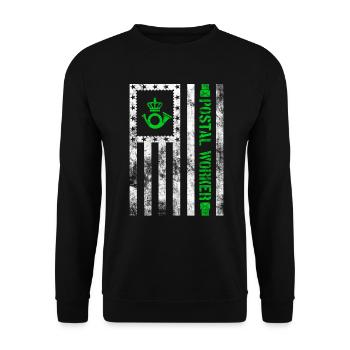 Postangestellter Briefträger Postzustellung Postbote - Unisex Pullover - Schwarz - Vorne - Alina (178cm) & Michal (187cm)