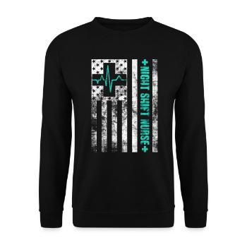 Emergency Department ICU Nurses Night Shift Nurse - Unisex Sweatshirt - black - Front - Alina (178cm) & Michal (187cm)