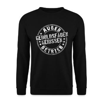 Hors d’usage, fil de patience, pas de patience - Sweat-shirt Unisexe - noir - Devant - Alina (178cm) & Michal (187cm)