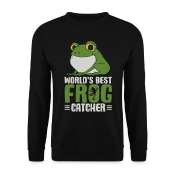 World's Best Frog Catcher Herpetology Frog Hunting - Unisex Sweatshirt - black - Front - Alina (178cm) & Michal (187cm)