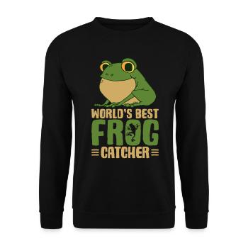 World's Best Frog Catcher Herpetology Frog Hunting - Unisex Sweatshirt - black - Front - Alina (178cm) & Michal (187cm)