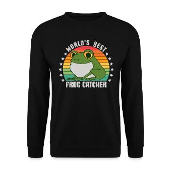 World's Best Frog Catcher Herpetology Frog Hunting - Unisex Sweatshirt - black - Front - Alina (178cm) & Michal (187cm)