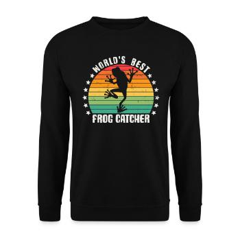 World's Best Frog Catcher Herpetology Frog Hunting - Unisex Sweatshirt - black - Front - Alina (178cm) & Michal (187cm)