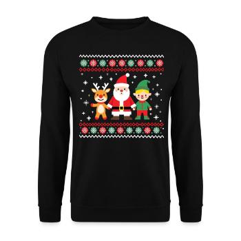 Dabbing Santa Rentier Elf Ugly Christmas - Unisex Pullover - Schwarz - Vorne - Alina (178cm) & Michal (187cm)