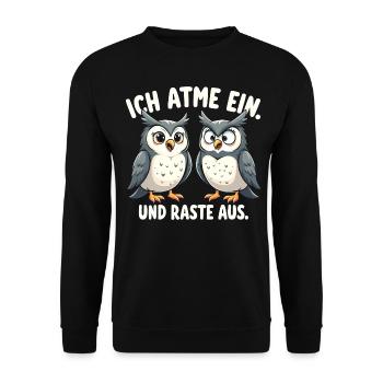 ich atme ein und raste aus lustige - Unisex Pullover - Schwarz - Vorne - Alina (178cm) & Michal (187cm)