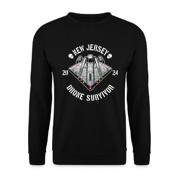 Drohnen-Überlebender aus New Jersey | NJ Drohnen Außerirdische UAPs - Unisex Pullover - Schwarz - Vorne - Alina (178cm) & Michal (187cm)