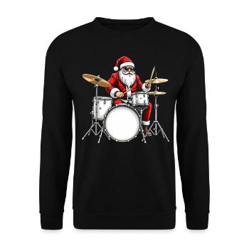 Batterie du Père Noël. Batteur vintage - Sweat-shirt Unisexe - noir - Devant - Alina (178cm) & Michal (187cm)