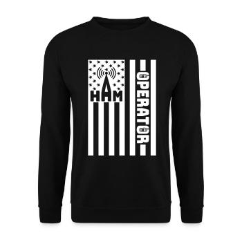 Opérateur radio amateur | Drapeau des États-Unis drôle radio amateur - Sweat-shirt Unisexe - noir - Devant - Alina (178cm) & Michal (187cm)